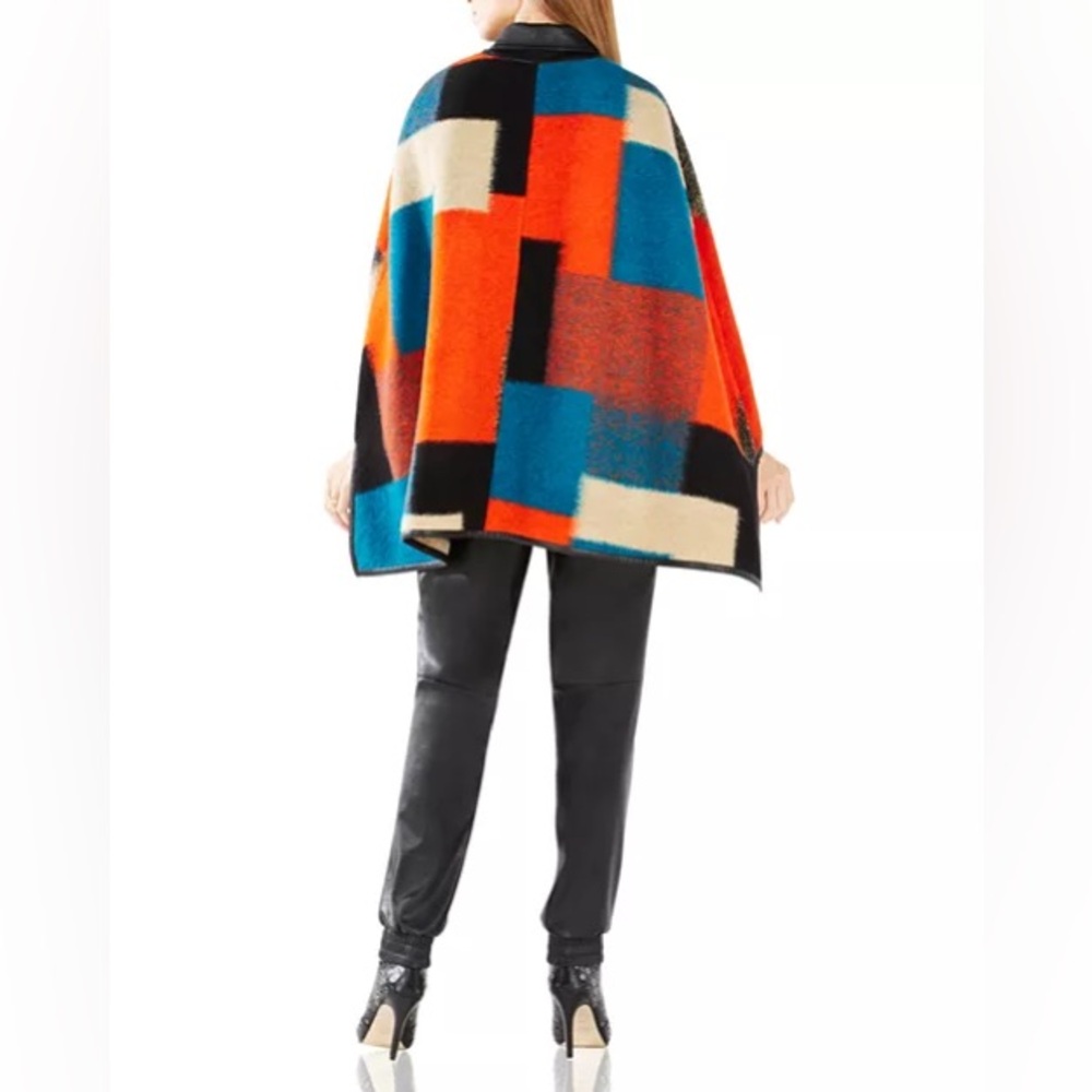 BCBGMAXAZRIA Walker Color Block Cape Poncho Blazer Jacket Coat Size XS/S NEW - Picture 9 of 9